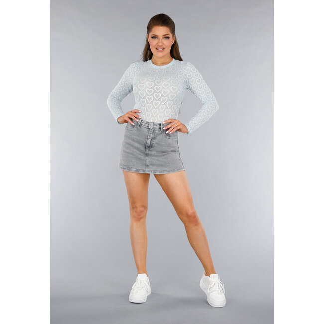 Grauer Denim Stretch Skort