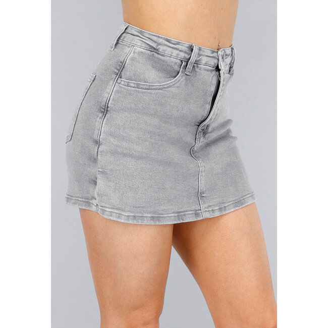 Grauer Denim Stretch Skort