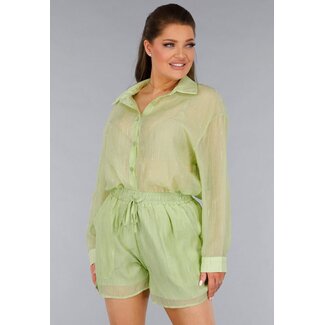 Zweiteiliges grünes Set mit Bluse und Shorts