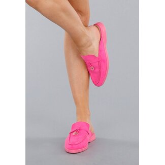 Rosa Wildlederstiefel mit goldenem Detail