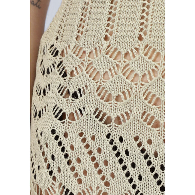 Beige gehäkeltes Cover Up Kleid