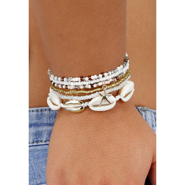 Armband-Set mit Kauri-Muscheln und Seestern-Charme