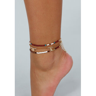 3-teiliges Knöchelarmband-Set mit mehrfarbigen Rocailles-Perlen
