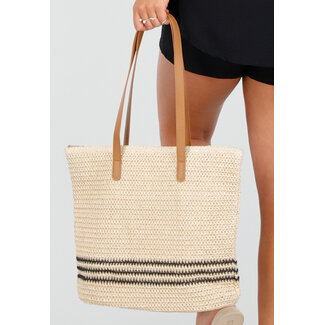 Geflochtener Shopper mit Ledergriffen