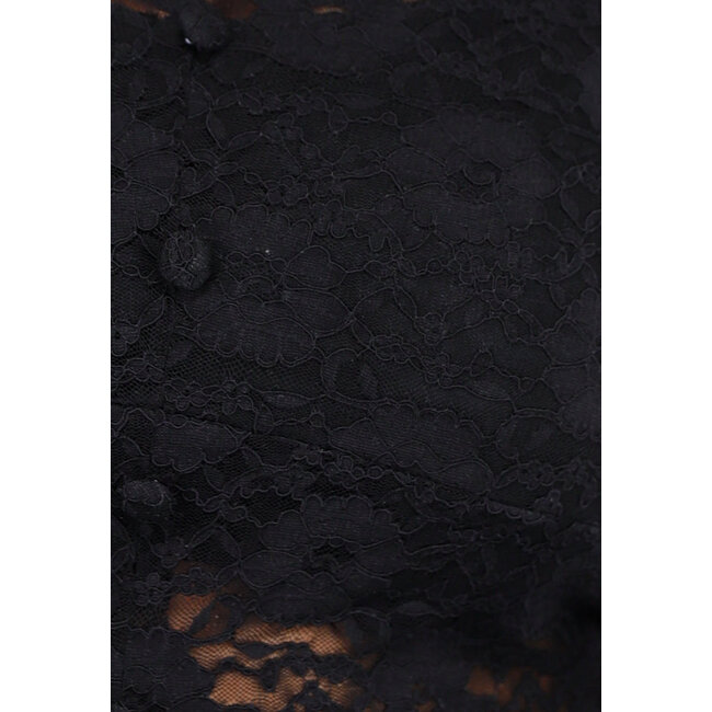 Elegante schwarze Spitzenbluse mit langen Ärmeln und Knopfverschluss