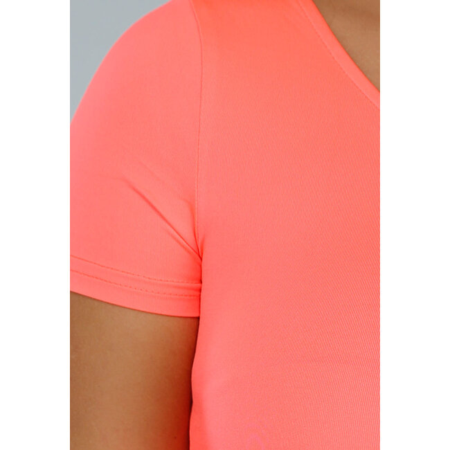 Neonfarbenes korallenrotes One-Shoulder-Top in Cropped Model