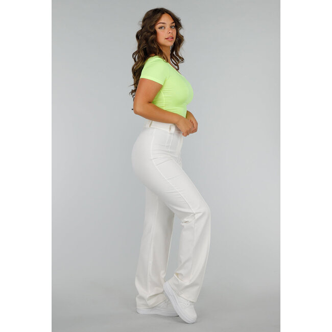 Neongelbes Stretch-Crop-Top mit einer Schulter