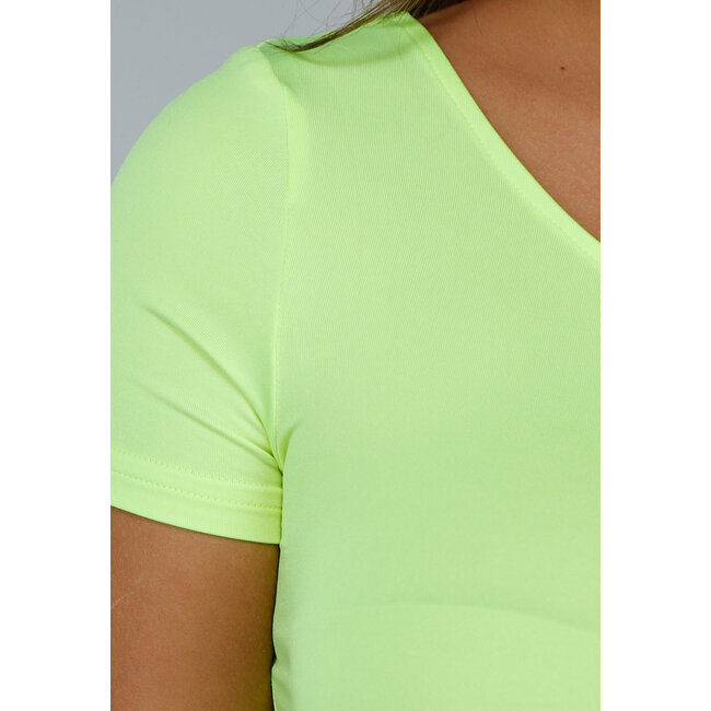 Neongelbes Stretch-Crop-Top mit einer Schulter