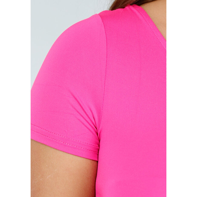 Leuchtend rosa One-Shoulder-Crop-Top