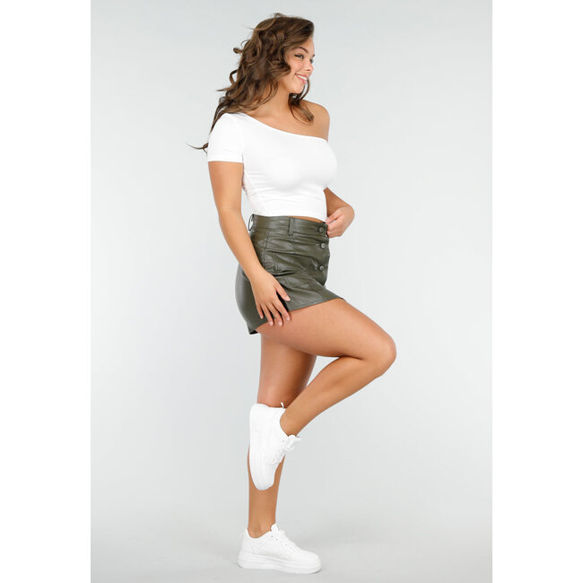 Weißes One Shoulder Top in Cropped Modell