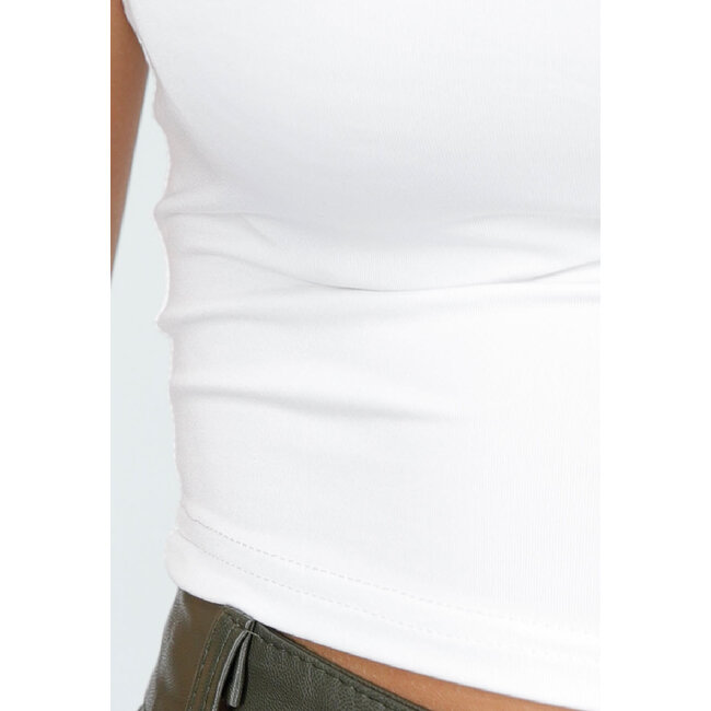 Weißes One Shoulder Top in Cropped Modell