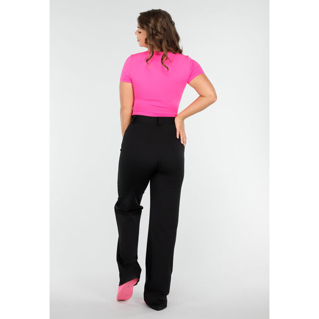 Kurzärmeliger Twist-Body in leuchtendem Pink mit V-Ausschnitt