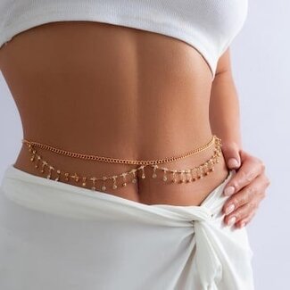 Gold Bodychain mit Strasssteinen