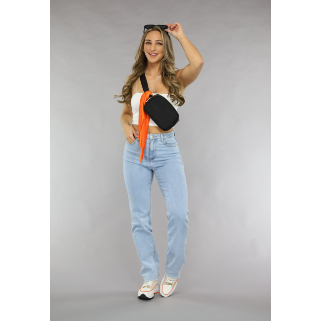 Orangefarbener gerippter Stoffschal mit Babylock