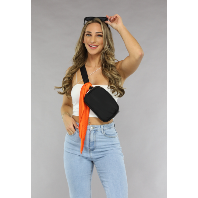 Orangefarbener gerippter Stoffschal mit Babylock