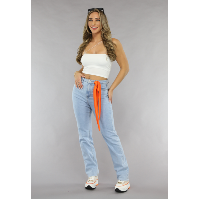 Orangefarbener gerippter Stoffschal mit Babylock