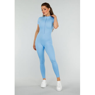 Blauer Sport-Overall mit kurzen Ärmeln