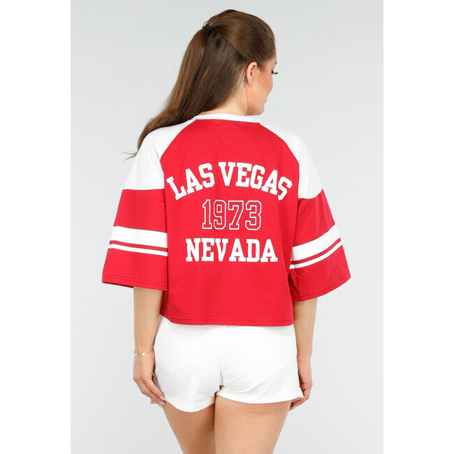 Sportliches rotes Baseball T-Shirt mit Stern