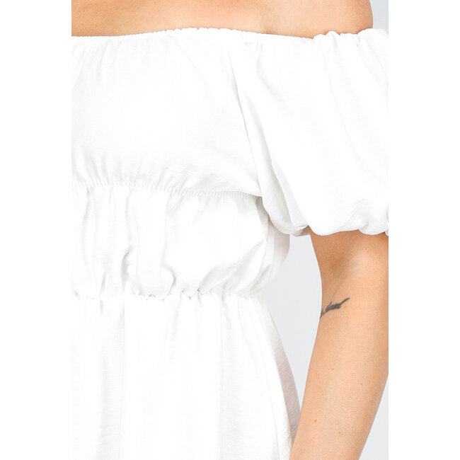 Stylisches schulterfreies weißes Kleid mit viel Stretch
