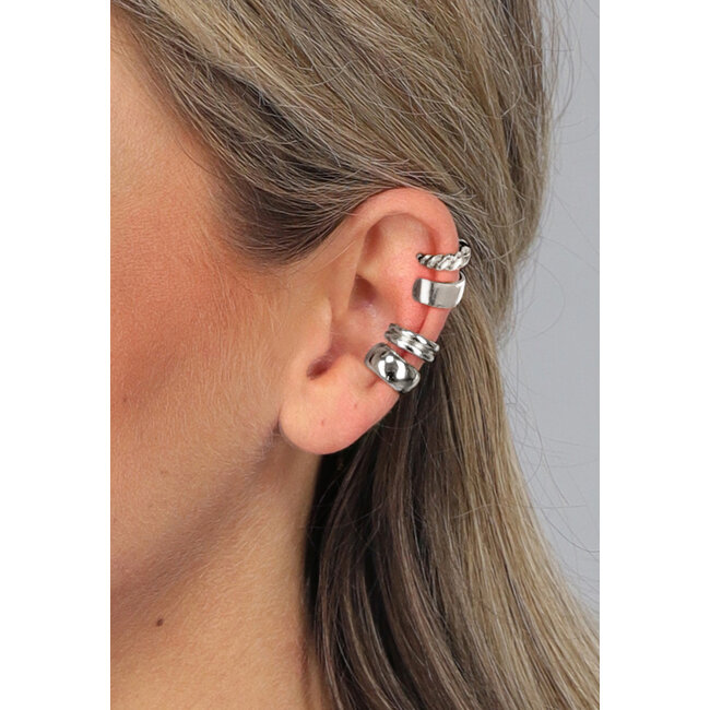 Silberfarbenes 4-teiliges Set mit Ohrmanschetten