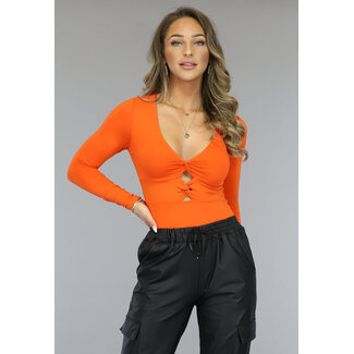 Orangefarbener langärmeliger Bodysuit
