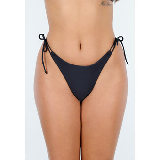 Schwarzes Schleifen-Bikini-Unterteil mit Scrunch