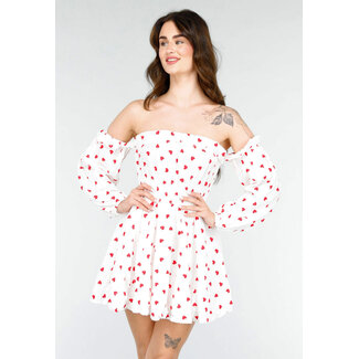 Niedliches Kleid mit rotem Herz-Print