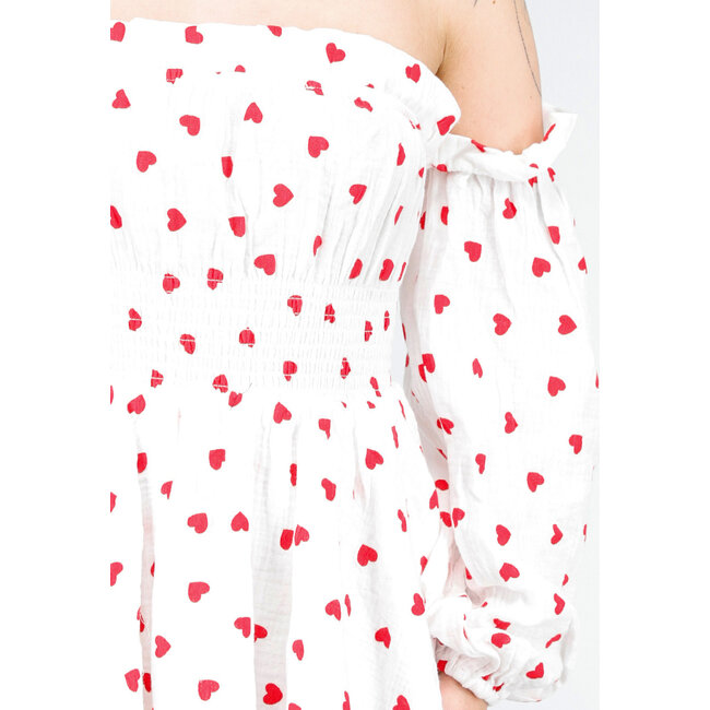 Niedliches Kleid mit rotem Herz-Print