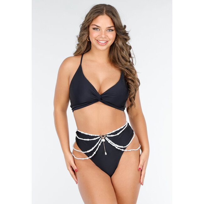 Goldfarbene Bodychain mit Perlen