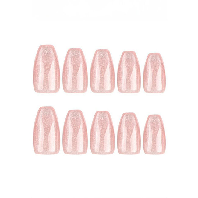 Quadratische Hellrosa Ombre Glossy Kunstnägel mit Glitter Holographic