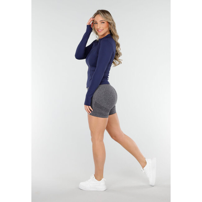 Marineblaue Tailored Sports Cardigan mit Stretch und Daumenlöchern