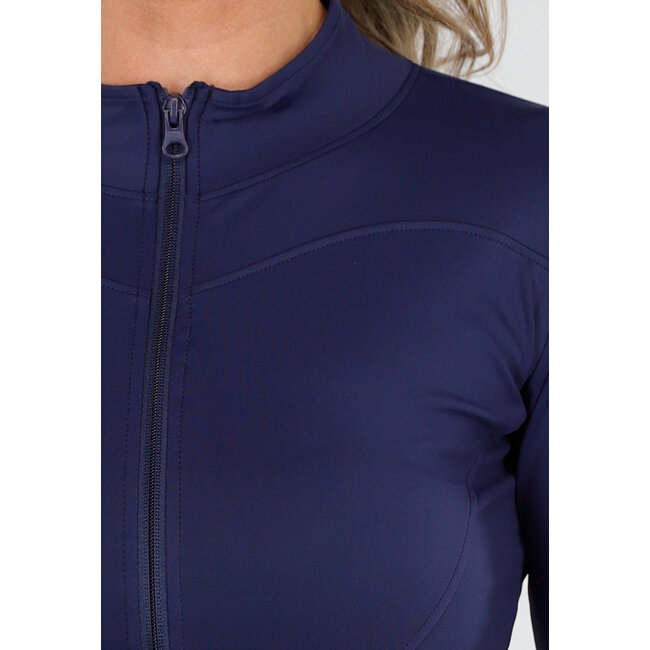 Marineblaue Tailored Sports Cardigan mit Stretch und Daumenlöchern