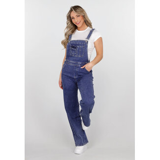 Blaue Denim-Hose mit Hosenträgern