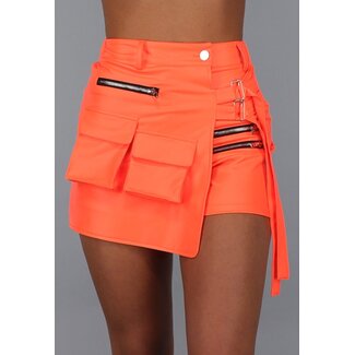 Neonorangefarbener Skort mit Cargo-Taschen