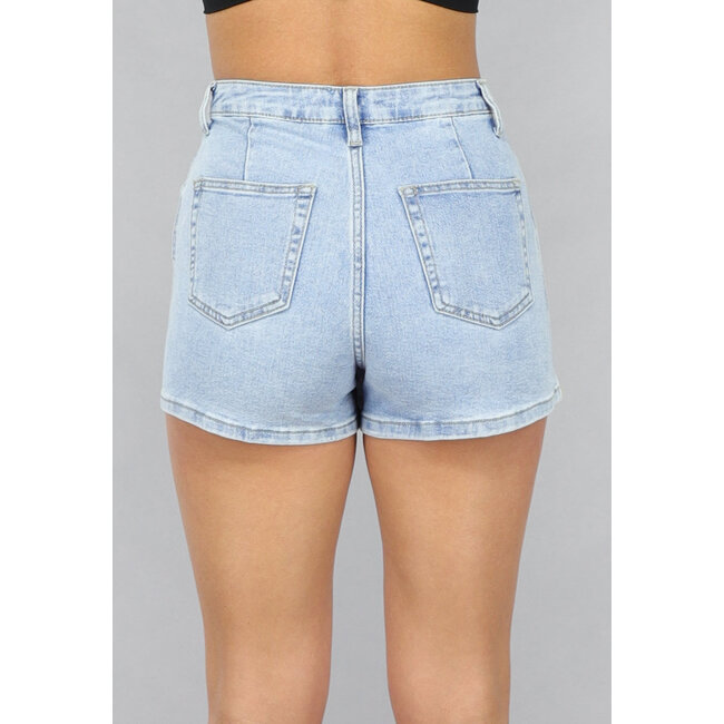 Hellblauer Denim-Skort mit Revers