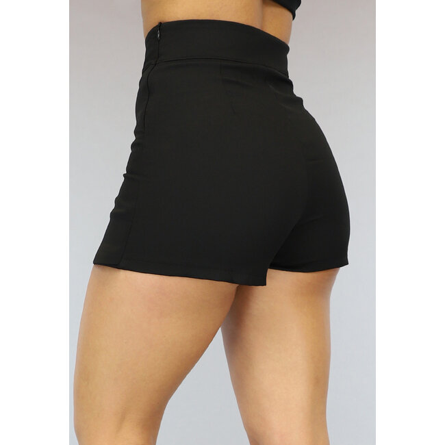 Schwarzer Fitted Skort mit Schlitz