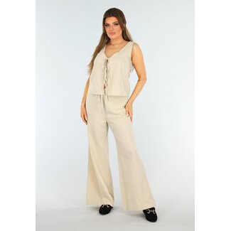 Zweiteiliges Set in Beige mit Schleifendetail