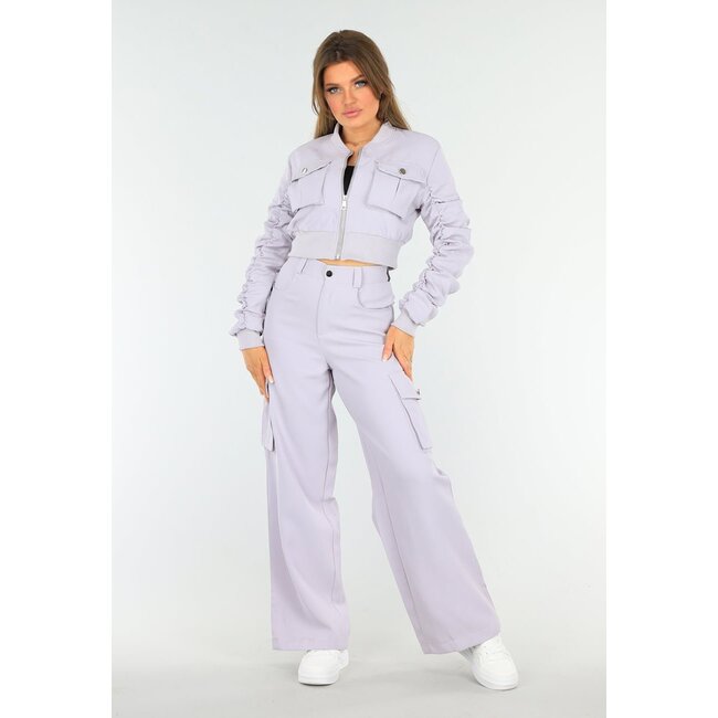 Lila Zweiteiliges Set mit Bomberjacke und Cargohose