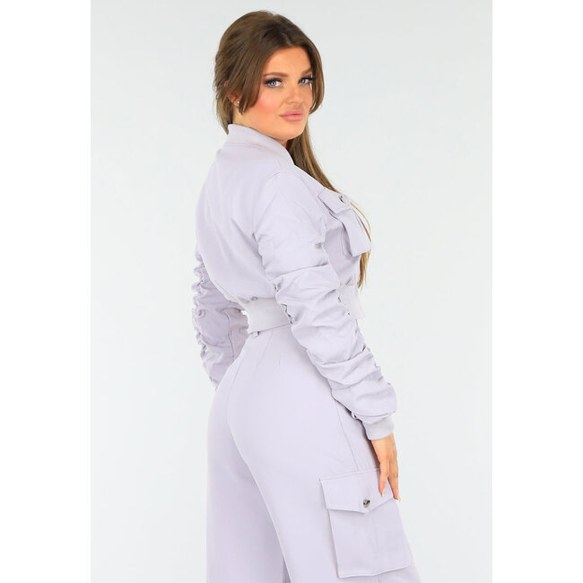 Lila Zweiteiliges Set mit Bomberjacke und Cargohose