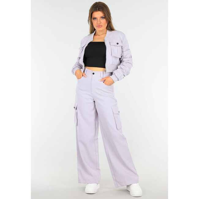 Lila Zweiteiliges Set mit Bomberjacke und Cargohose
