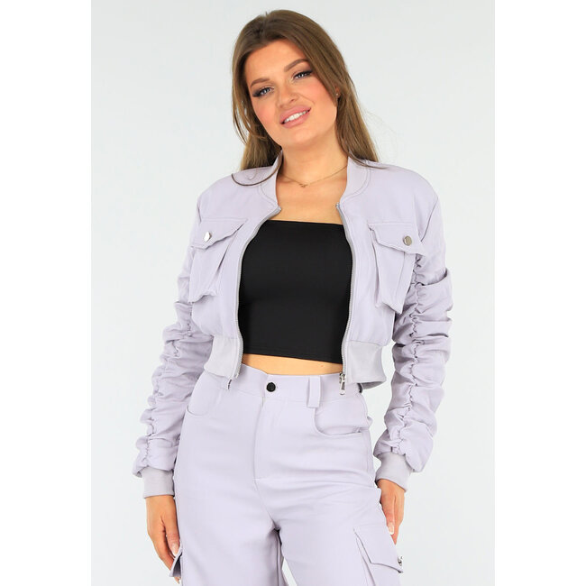 Lila Zweiteiliges Set mit Bomberjacke und Cargohose