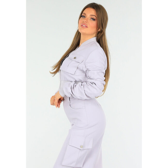 Lila Zweiteiliges Set mit Bomberjacke und Cargohose