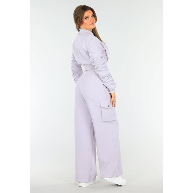 Lila Zweiteiliges Set mit Bomberjacke und Cargohose