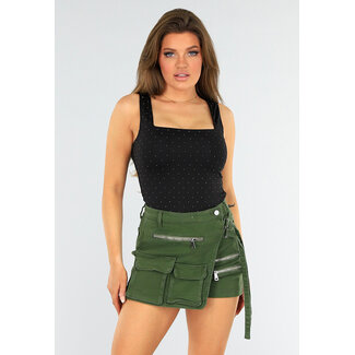 Schwarzes Stretch-Top mit Glitzer