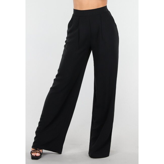 Schwarze Hose in Leinenoptik mit Bund