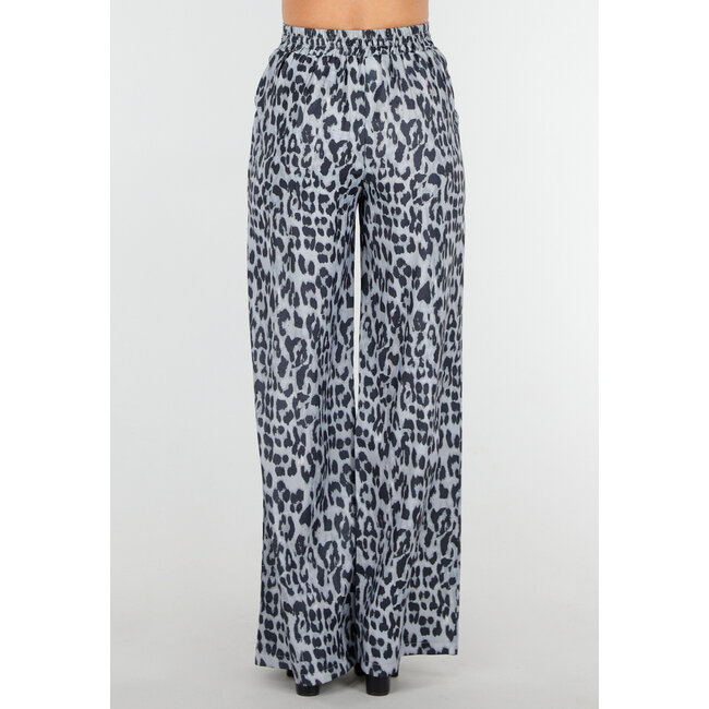 Hose mit hoher Taille und Leopardenmuster im Linnelook mit Seitentaschen