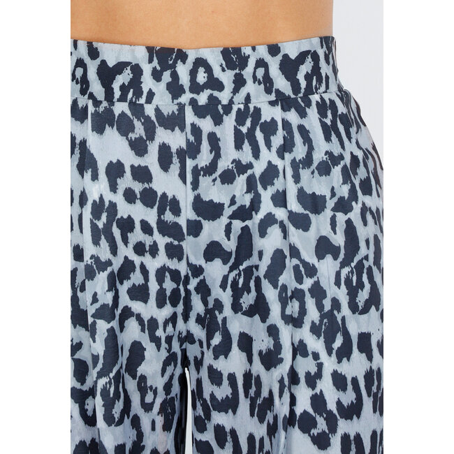 Hose mit hoher Taille und Leopardenmuster im Linnelook mit Seitentaschen