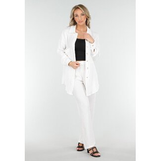 Weißes Crinkle-Set mit gerader Hose