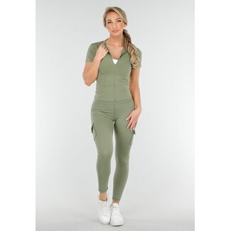 Khaki Zweiteiliges Set mit Scrunch