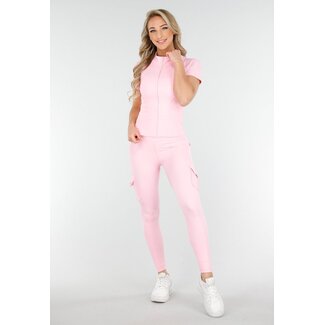Hellrosa Sport-Set mit Cargo-Leggings